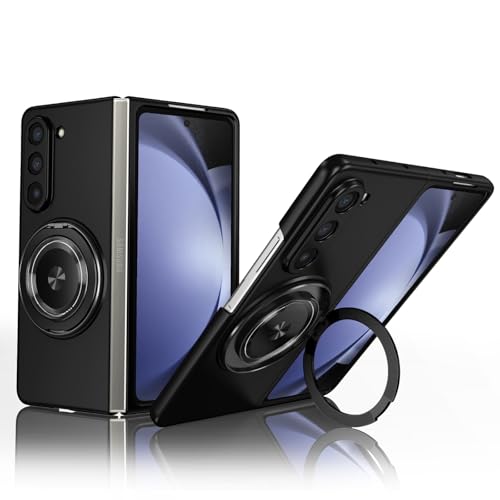 Verbesserter 360° drehbarer magnetischer Ringständer für Samsung Galaxy Z Fold 5/6 Hülle, militärischer Schutz, stoßfeste Schutzhülle (schwarz) von TTWBB