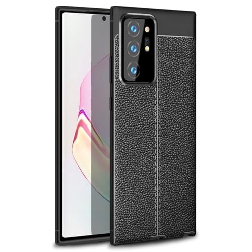 für Samsung Galaxy S25 Ultra Hülle, Weiche TPU Bumper Elegant Stoßfest PU Leder Schutzhülle Handyhülle (Schwarz) von TTWBB
