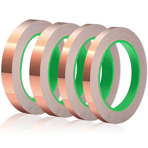 TTYSHIP® 4 Rollen Kupferband, 6mm/10mm x 20m Kupferband Gegen Schnecken, Beidseitig Leitende Kupferfolienband für EMI Abschirmung Schneckenschutz Elektro Reparatur von TTYSHIP