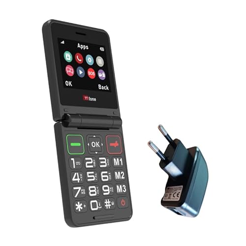 TTfone Klapphandy TT660 mit faltbarem Design, großen Tasten, Notruf, Langer Akkulaufzeit und 3G & 4G LTE Konnektivität (mit Netzladegerät) von TTfone