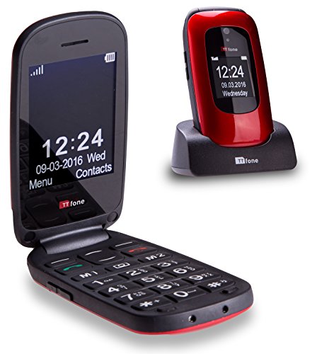TTfone Lunar große Tasten unkompliziert Simlock-frei Klapp-Design Mobiltelefon (Rot) von TTfone