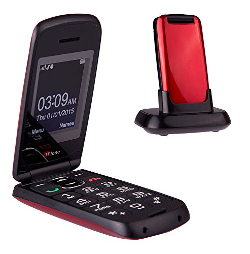 TTfone Star Simple Einfach zu Benutzendes Sim-Freies Klapptelefon mit großen Tasten (Rot) von TTfone