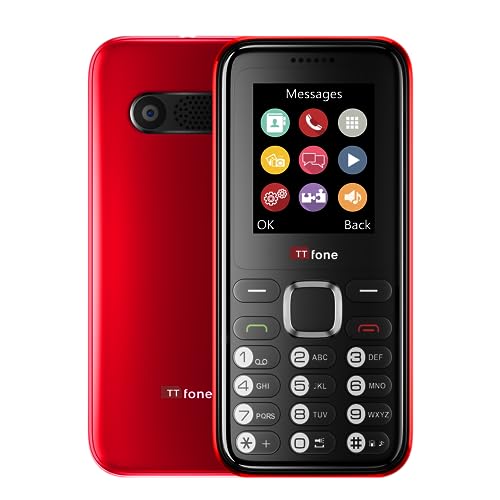 TTfone TT150 Entsperrtes Basis-Mobiltelefon mit Bluetooth, Langer Akkulaufzeit, Dual-SIM mit Kamera und Spiel, einfach zu bedienen, robust und leicht. (Red) von TTfone