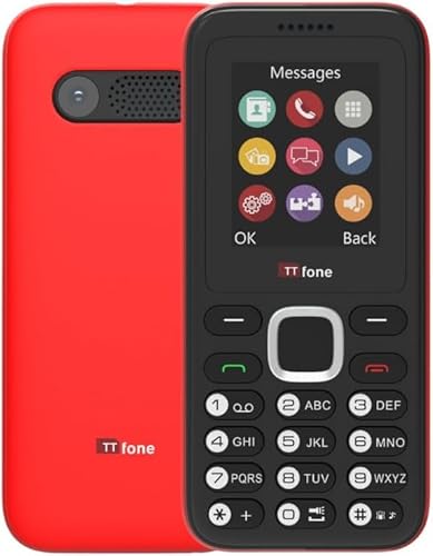 TTfone TT150 Entsperrtes Basis-Mobiltelefon mit Bluetooth, Langer Akkulaufzeit, Dual-SIM mit Kamera und Spiel, einfach zu bedienen, robust und leicht. (Red) von TTfone