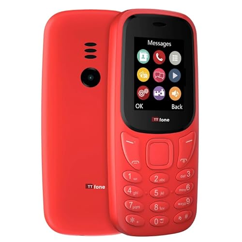 TTfone TT170 Einfaches Mobiltelefon mit 1,8-Zoll Display, Entsperrt (Red) von TTfone
