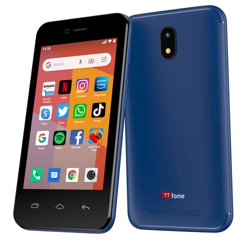 TTfone TT20 Smart 3G Handy mit Android GO - 8GB - Dual SIM - 10,2 cm Touchscreen - Pay As You Go (EE Blue) von TTfone