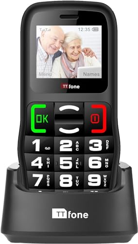 TTfone TT220 Big Button Handy für ältere Menschen mit Nothilfe-Taste, Sprechtasten, Lange Akkulaufzeit, Taschenlampe, Bluetooth, einfach zu bedienen (mit Dockladegerät) von TTfone
