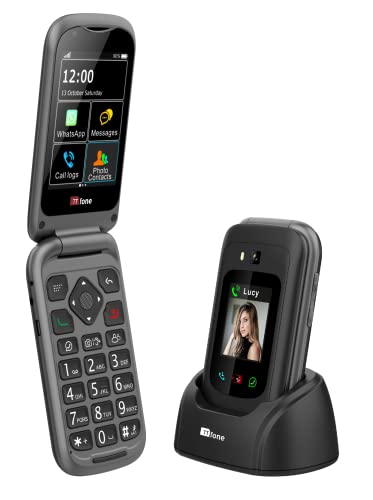 TTfone TT970 Whatsapp 4G Touchscreen Senior Big Button Flip Handy - mit 8MP Kamera und Hörgerät kompatibel und Notfallhilfe-Taste (Solo) von TTfone