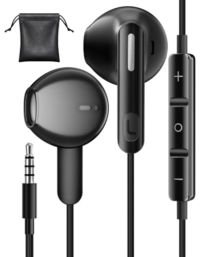 Kopfhörer mit Kabel, In Ear Kopfhörer Kabel mit Mikrofon 3.5mm Ohrhörer mit Lautstärkeregler HiFi Stereo Kopfhörer 3,5mm Klinkenstecker für iPhone iPod MP3 MP4 Samsung Galaxy A14 A13 A23 iPad 9 von TUBhanggai