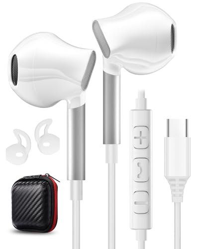 USB C Kopfhörer für Samsung Galaxy S24 S23 Ultra A55 A54 A35 A34 iPhone 15 Typ C Kopfhörer mit Kabel Headset USB C mit Mikrofon Kopfhörer USB C Anschluss für iPhone 16 Google Pixel 8 9 Pro iPad 10 Pro von TUBhanggai