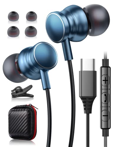 USB C Kopfhörer mit Mikrofon für Samsung S23 S24 Ultra S22 S21 S20 A54 A34 A53 iPhone 15 Kopfhörer Noise Cancelling USB C Headset Kopfhörer Kabel Typ C Ohrhörer für Google Pixel 8 7 Pro OnePlus 11 Pro von TUBhanggai