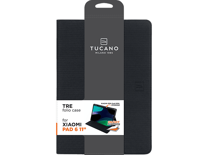 TUCANO TRE Tablethülle , Bookcover, Xiaomi, Pad 6, Schwarz von TUCANO