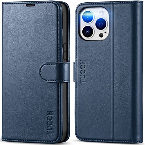 TUCCH Case für iPhone 14 Pro Max Hülle 2022 Stoßfeste Handyhülle [RFID Blocker] TPU [Kartenfach] [Standfunktion] Schutzhülle kompatibel mit iPhone 14 Pro Max 5G (6,7 Zoll) Dunkelblau von TUCCH