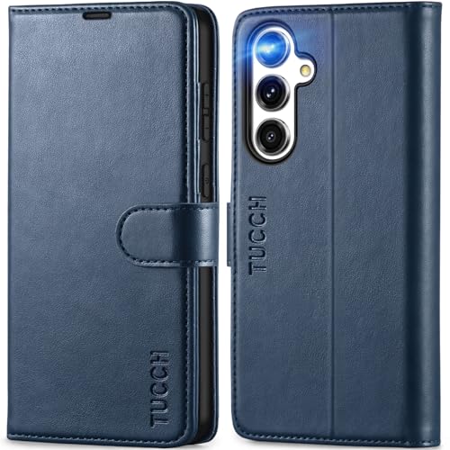 TUCCH Hülle für Galaxy S24 FE, Handyhülle Klapphülle TPU [Kartenfächer] [Ständer] [Magnet] [RFID Blocker], Stoßfeste Case Flip, Cover Kompatibel mit S24 FE 5G (6,7 Zoll) 2024, Dunkelblau von TUCCH