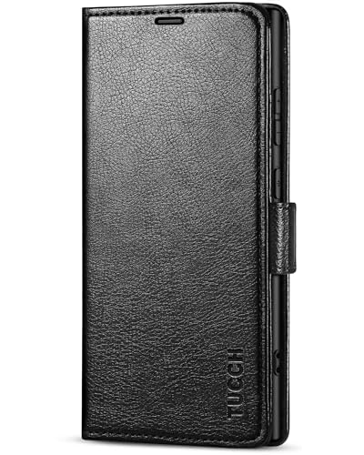 TUCCH Hülle für Galaxy S24 Ultra, Handyhülle TPU [RFID Blocker] Case, [Kartenfach] Klapphülle, [Ständer] [Magnet] Cover Kompatibel mit Galaxy S24 Ultra 2024 5G(6,8 Zoll), Texturiert Schwarz von TUCCH