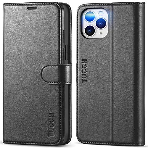 TUCCH Hülle für iPhone 12 Pro Max, Klapphülle iPhone 12 Pro Max, [Verdicktes TPU] [Kartenfächer] [Standfunktion] [Magnet], Stoßfeste Schutzhülle, Cover für iPhone 12 Pro Max (6,7 Zoll) Schwarz von TUCCH