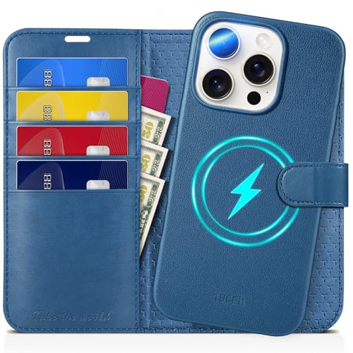 TUCCH Hülle für iPhone 16 Pro [Abnehmbar] 2-IN-1 Magnetische Handyhülle [Kabelloses Laden] [Kartenfach] Klapphülle [RFID Blocker] Case Kompatibel mit iPhone 16 Pro 5G 2024 (6,3 Zoll), voll Blau von TUCCH