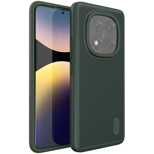 TUDIA DualShield Grip für Xiaomi Redmi Note 14 Pro Plus / 14 Pro+ 5G Hülle (2025) [MergeGrip] Militärqualität doppellagige stoßfeste robuste und strapazierfähige Schutzhülle fürs Telefon - Kieferngrün von TUDIA