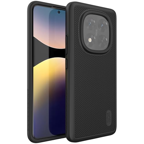 TUDIA DualShield Grip für Xiaomi Redmi Note 14 Pro Plus / 14 Pro+ 5G Hülle (2025) [MergeGrip] Militärqualität doppellagige stoßfeste robuste und strapazierfähige Schutzhülle fürs Telefon - Mattschwarz von TUDIA
