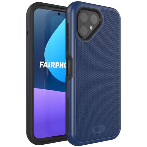 TUDIA DualShield Grip kompatibel für Fairphone 5 Hülle (2023), [MergeGrip] Stoßfestes Dual Layer Dünn TPU Militär Grade Schlanke Passform Hochleistungsschutz Handyhülle - Indigo Blau von TUDIA