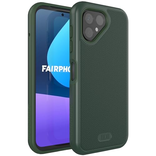 TUDIA DualShield Grip kompatibel für Fairphone 5 Hülle (2023), [MergeGrip] Stoßfestes Dual Layer Dünn TPU Militär Grade Schlanke Passform Hochleistungsschutz Handyhülle - Kiefergrün von TUDIA