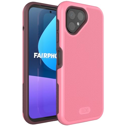 TUDIA DualShield Grip kompatibel für Fairphone 5 Hülle (2023), [MergeGrip] Stoßfestes Dual Layer Dünn TPU Militär Grade Schlanke Passform Hochleistungsschutz Handyhülle - Rauchrosa von TUDIA