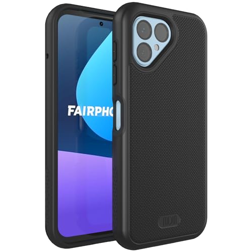 TUDIA DualShield Grip kompatibel für Fairphone 5 Hülle (2023), [MergeGrip] Stoßfestes Dual Layer Dünn TPU Militär Grade Schlanke Passform Hochleistungsschutz Handyhülle - Schwarz von TUDIA
