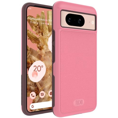 TUDIA DualShield Grip kompatibel für Google Pixel 8 Hülle (2023), [MergeGrip] Stoßfestes Dual Layer Dünn TPU Militär Grade Handyhülle für Pixel 8 - Rauchrosa von TUDIA