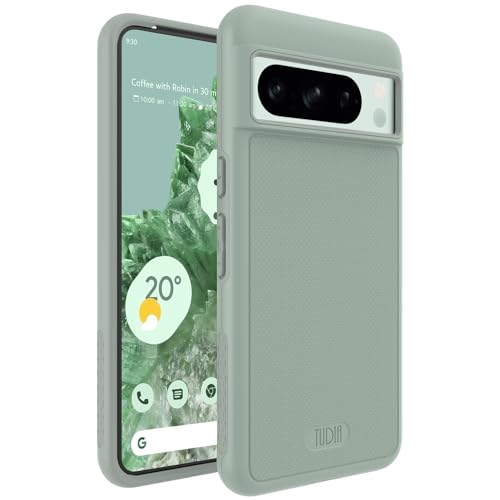 TUDIA DualShield Grip kompatibel für Google Pixel 8 Pro Hülle (2023), [MergeGrip] Stoßfestes Dual Layer Dünn TPU Militär Grade Handyhülle für Pixel 8 Pro - Grüne Lilie von TUDIA