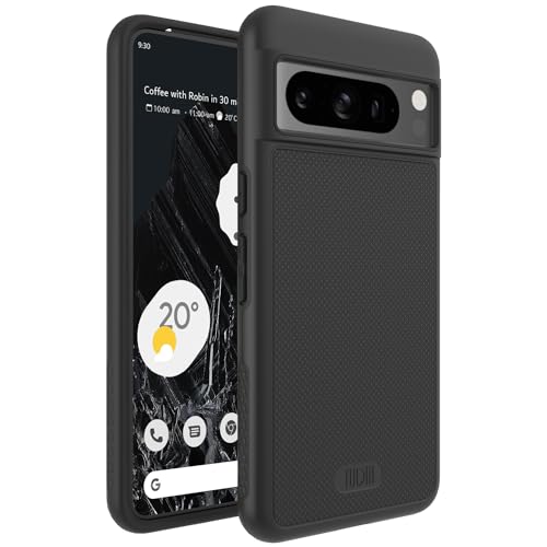 TUDIA DualShield Grip kompatibel für Google Pixel 8 Pro Hülle (2023), [MergeGrip] Stoßfestes Dual Layer Dünn TPU Militär Grade Handyhülle für Pixel 8 Pro - Matt Schwarz von TUDIA