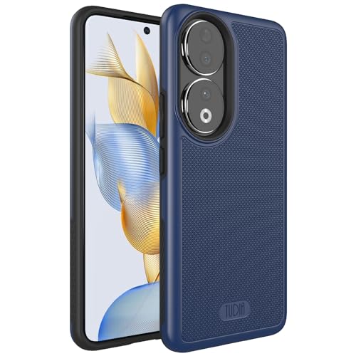 TUDIA DualShield Grip kompatibel mit Honor 90 Hülle (2023), [MergeGrip] Stoßfestes Dual Layer Dünn TPU Militär Grade Handyhülle - Indigoblau von TUDIA