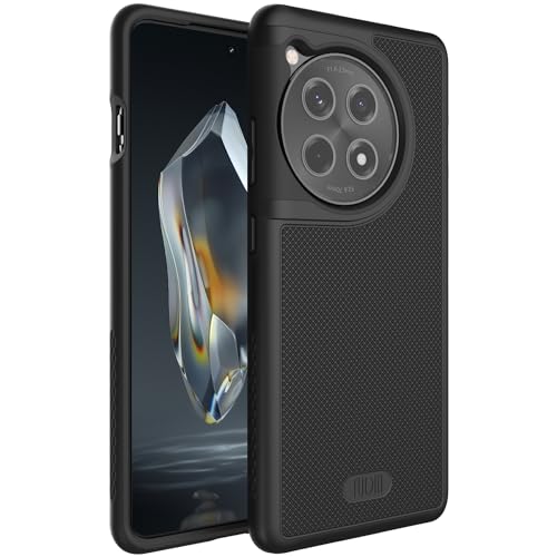 TUDIA DualShield Grip kompatibel mit OnePlus 12R Hülle 5G (2024), [MergeGrip] Stoßfestes Dual Layer Dünn TPU Militär Grade Schlanke Passform Hochleistungsschutz Handyhülle - Matt Schwarz von TUDIA