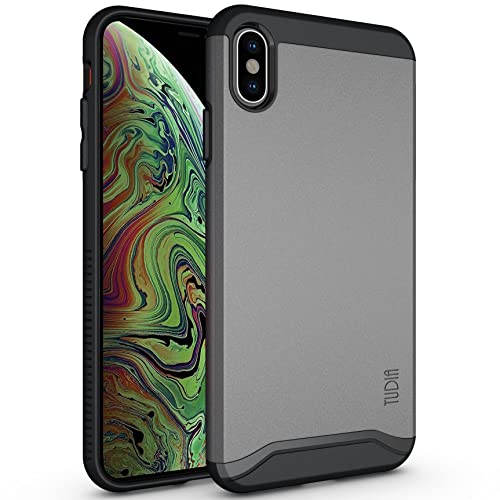 TUDIA DualShield kompatibel für iPhone XS Max Hülle, [Merge] Stoßfestes Dual-Layer Dünn Hart TPU Militär Grade Schutzhülle für Apple iPhone XS Max 6.5"(2018) - Metallic Slate von TUDIA