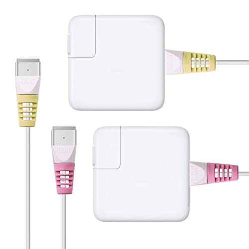 TUDIA Klip Snap On Lightning USB Kabel Cable Protector Schutz für MagSafe 2 (for MacBook Pro with Retina Display) (Rosa & Gelb (4pcs)) von TUDIA