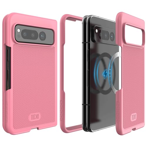 TUDIA MergeGrip V2 Kompatibel mit Google Pixel Fold Hülle (2023), [Magsafe-kompatibel] Ultra Dünn Gute Passform Leichter Griff Kratzfest Robuste PC-Handyhülle zum Aufstecken - Rauchrosa von TUDIA