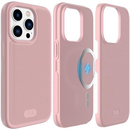 TUDIA MergeGrip kompatibel für iPhone 14 Pro Hülle (2022), [MagSafe kompatibel] Stoßfeste Militärqualität Slim Dual Layer Handyhülle iPhone 14 Pro - Rosa von TUDIA