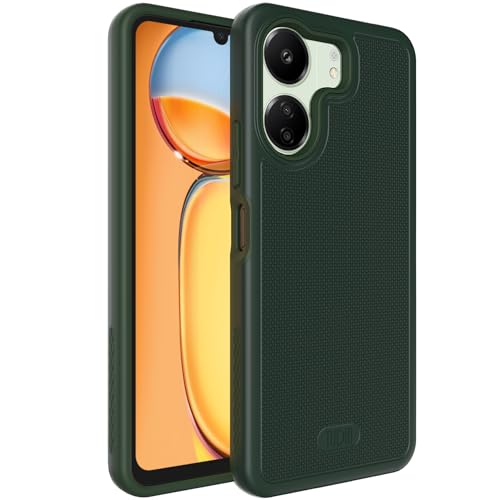 TUDIA MergeGrip kompatibel mit Xiaomi Redmi 13 C Hülle 4G / Poco C65 Hülle, [Militär Grade] Stoßfestes Dual Layer Dünn TPU Schlanke Passform Hochleistungsschutz Handyhülle Redmi 13C 4G - Kieferngrün von TUDIA