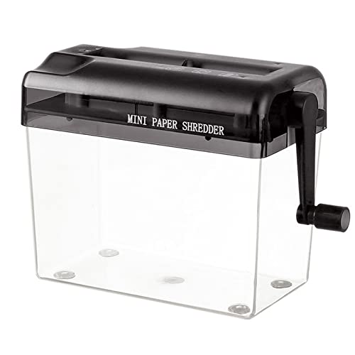 TUDUZ Desktop Handbetriebener Office Home A6 Mini Manueller Aktenvernichter, PP+ Stahl, Schwarz, Querschnitt, 3 Blatt, Manuell, Papierzerkleinerer von TUDUZ