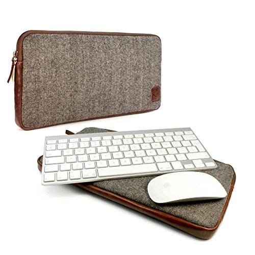 Tuff-Luv Herringbone Tweed Travel case für Apple Bluetooth Mouse and Keyboard - Braun von TUFF LUV