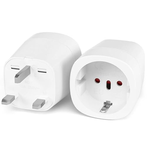 EU auf UK Adapterstecker, 2 Stück UK Adapter Reiseadapter, Adapter England Deutschland Stecker EU zu UK Steckdose, Weiß von TUFPOWER