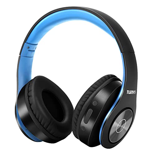 TUINYO Bluetooth Headphones Wireless, Over Ear Stereo Wireless Headset 40H Playtime with deep bass, Soft Memory-Protein Earmuffs, Built-in Mic Wired Mode PC/Cell Phones/TV-Black/Blue von TUINYO