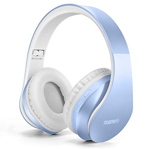TUINYO Bluetooth-Kopfhörer, Wireless-Kopfhörer über dem Ohr mit Mikrofon, faltbares und leichtes Stereo-Wireless-Headset für Reisearbeits-TV-PC-Handy -Light Blue … von TUINYO