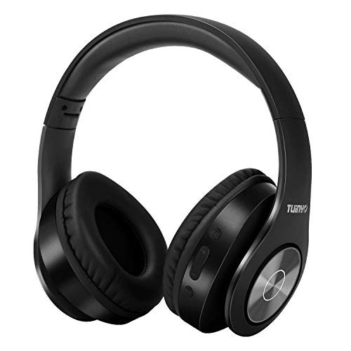 TUINYO Bluetooth-Kopfhörer Over Ear, kabellose Kopfhörer mit Mikrofon, HiFi Stereo, faltbares & leichtes Wireless Headset für TV/PC/Handy und Reisen/Arbeiten (Black) von TUINYO