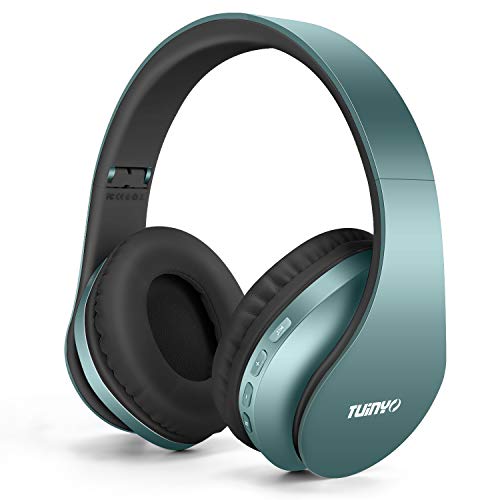 TUINYO Bluetooth-Kopfhörer Over Ear, kabellose Kopfhörer mit Mikrofon, HiFi Stereo, faltbares & leichtes Wireless Headset für TV/PC/Handy und Reisen/Arbeiten … (Silberblau) von TUINYO