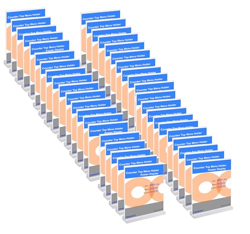 TUKA 40er Tischaufsteller A4 Hochformat mit Acryl Basis, Acryl Werbeaufsteller Tischständer Doppelseitiges Display, Flyer Aufsteller, Menükartenhalter, Glasklar Acrylglas T-Ständer, TKD8207-A4-40x von TUKA-i-AKUT