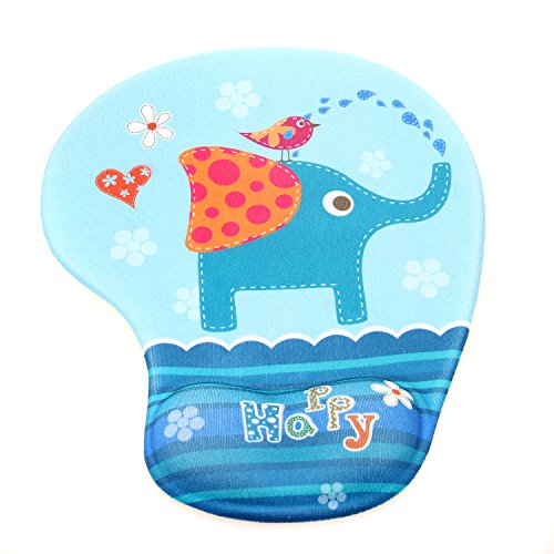 TUKA Handgelenkauflage Mouse pad Ergonomische, mit Gel Gefüllte Handgelenkunterlage, Tier Motiv Gel Mauspad Handauflage, mit Lustigem Cartoon Motiv, TKC5100 Elephant von TUKA-i-AKUT