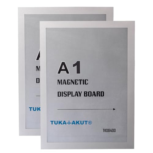 TUKA-i-AKUT 2st. A1 Info-Rahmen Selbstklebend mit Magnetverschluss, Einstecktasche Infotasche Blatthalter, Schnelles Wechseln von Aushängen, Aufklappbarer Magnetrahmen Farbe Silber, TKD8400-A1-2x von TUKA-i-AKUT
