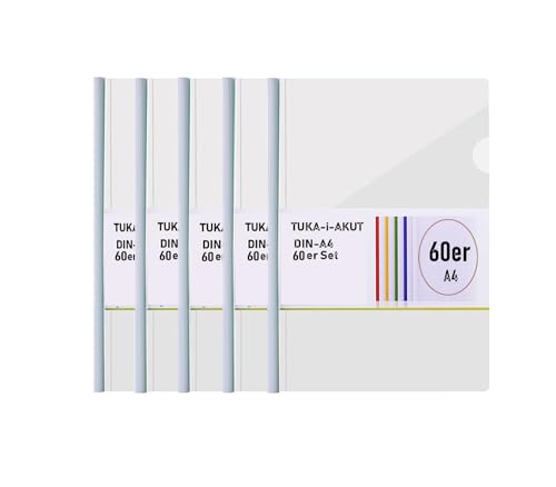 TUKA-i-AKUT 60st. A4 Sliding Bar Binder, PP Transparent Klemmschienen Berichte Umschlag, Abdeckungen Grip Binding Bars Dokumente Klassifizierung, 60er Set, Schiebe Bar in Weiß, TKD8040-white-60x von TUKA-i-AKUT