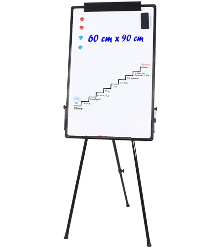 TUKA-i-AKUT Flipchart Ständer Magnetisch Whiteboard 90X60cm, Höhenverstellbar Zusammenklappbar, Flipchart-Staffelei Whiteboards mit Papierhalter, Beschreibbar Abwischbar Magnetisch, Schwarz TKD8710 TUKA-i-AKUT Flipchart Ständer Magnetisch Whiteboard 90X60cm, Höhenverstellbar Zusammenklappbar, Flipchart-Staffelei Whiteboards mit Papierhalter, Beschreibbar Abwischbar Magnetisch, Schwarz TKD8710 von TUKA-i-AKUT