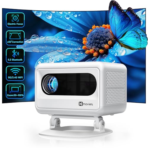 [TUKIMA] V90 Mini Projektor mit WiFi und Bluetooth, ±50° Vertikal Keystone, Tragbar mit Stativ, FHD 1080P Heimkino Projektor für Smartphone/TV Stick/HDMI/USB von TUKIMA